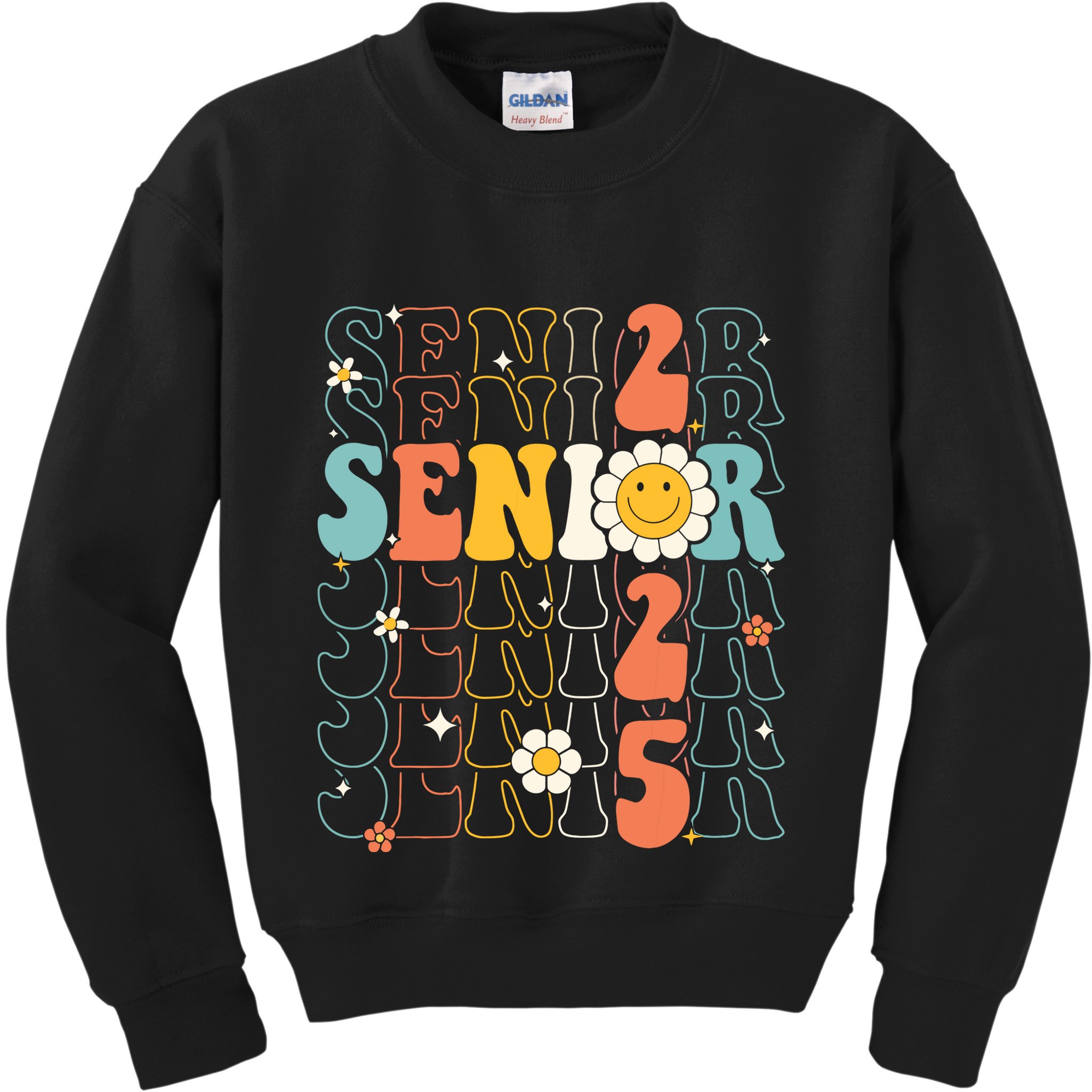 Senior 2025 Retro Groovy Class Of 2025 Graduation Senior 25 Kids Sweatshirt