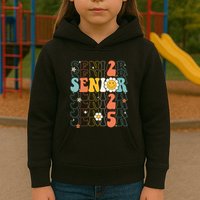 Senior 2025 Retro Groovy Class Of 2025 Graduation Senior 25 Kids Hoodie