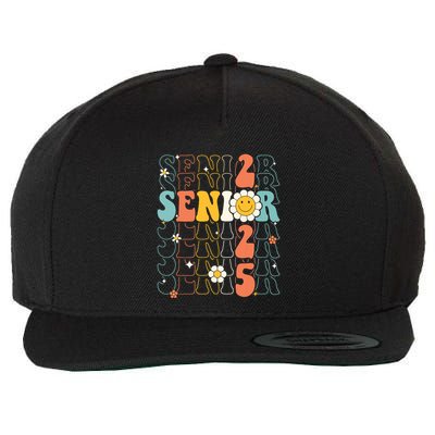 Senior 2025 Retro Groovy Class Of 2025 Graduation Senior 25 Wool Snapback Cap
