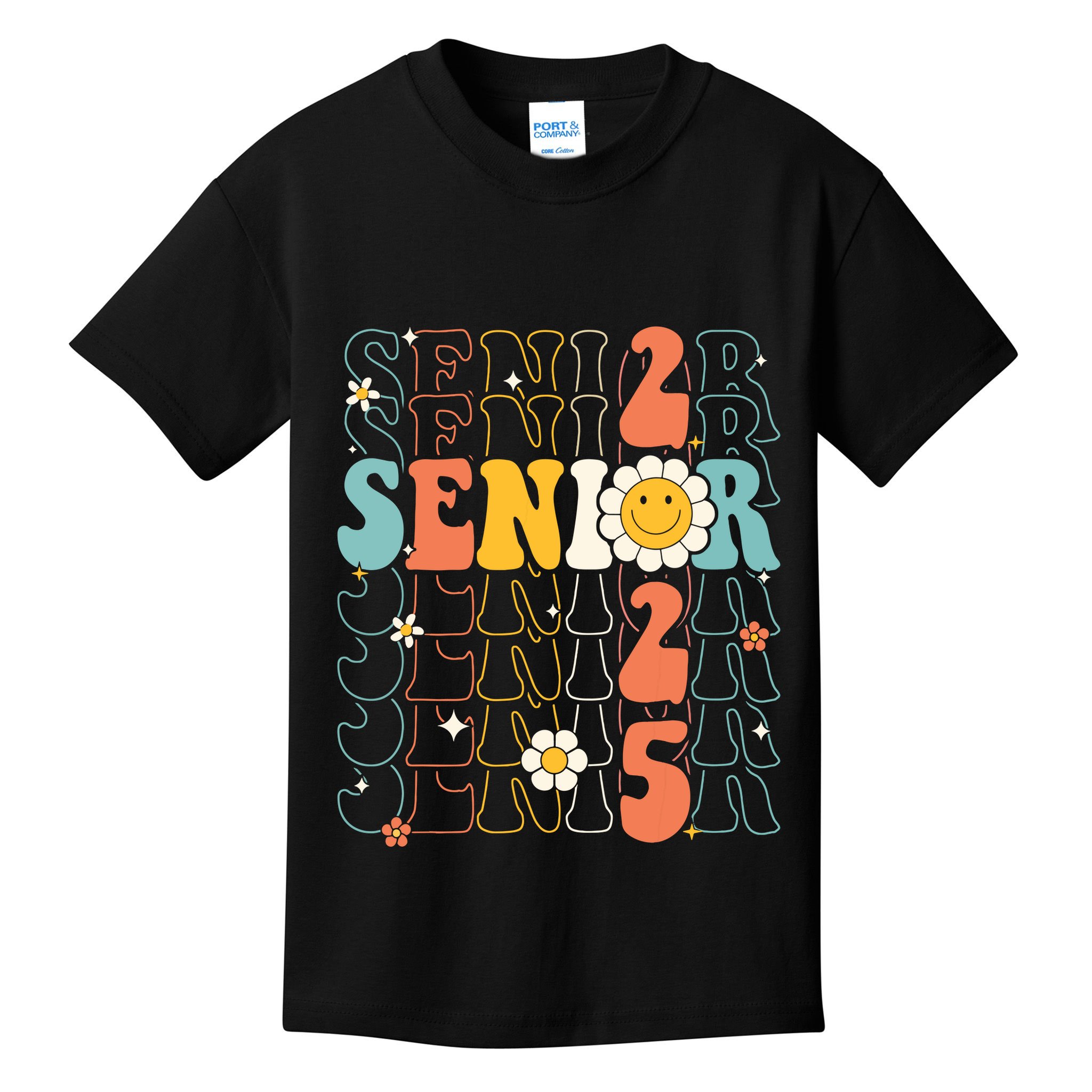 Senior 2025 Retro Groovy Class Of 2025 Graduation Senior 25 Kids T-Shirt