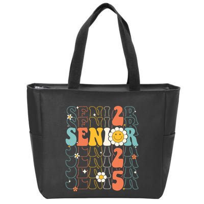 Senior 2025 Retro Groovy Class Of 2025 Graduation Senior 25 Zip Tote Bag