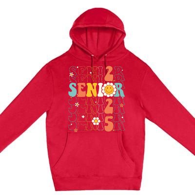 Senior 2025 Retro Groovy Class Of 2025 Graduation Senior 25 Premium Pullover Hoodie