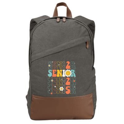 Senior 2025 Retro Groovy Class Of 2025 Graduation Senior 25 Cotton Canvas Backpack