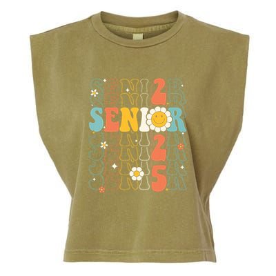 Senior 2025 Retro Groovy Class Of 2025 Graduation Senior 25 Garment-Dyed Women's Muscle Tee