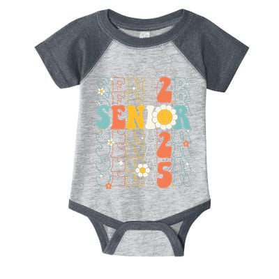 Senior 2025 Retro Groovy Class Of 2025 Graduation Senior 25 Infant Baby Jersey Bodysuit