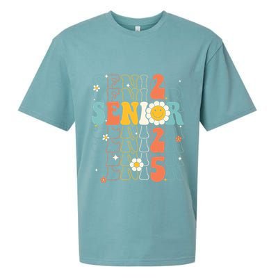 Senior 2025 Retro Groovy Class Of 2025 Graduation Senior 25 Sueded Cloud Jersey T-Shirt