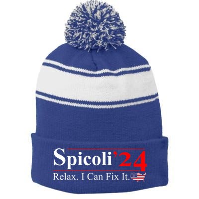 Spicoli 2024 Relax I Can Fix It Stripe Pom Pom Beanie
