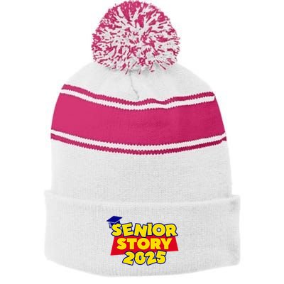 Senior 2025 Story Class Of 2025 Back To School 2025 Stripe Pom Pom Beanie