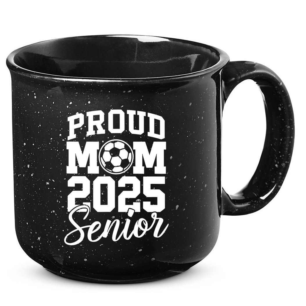 Senior 2025 Soccer Mom High School Graduation Outfit Proud 15oz Campfire Ceramic Mug