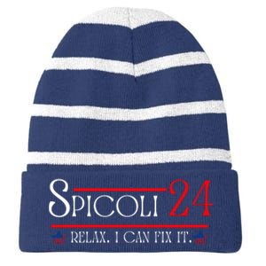 Spicoli 2024, Spicoli 24 Relax I Can Fix It. Meme Striped Beanie with Solid Band