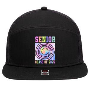 Senior 2025 Tie Dye Graduation Class Of 2025 Graduate Gift 7 Panel Mesh Trucker Snapback Hat