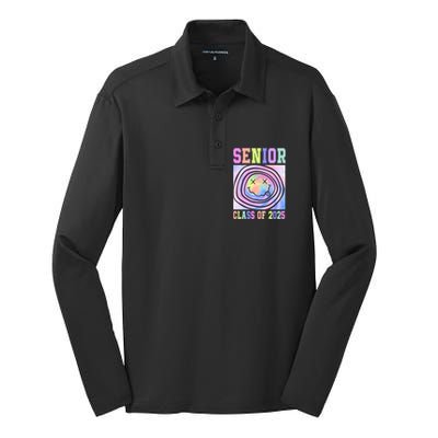 Senior 2025 Tie Dye Graduation Class Of 2025 Graduate Gift Silk Touch Performance Long Sleeve Polo