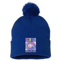 Senior 2025 Tie Dye Graduation Class Of 2025 Graduate Gift Pom Pom 12in Knit Beanie