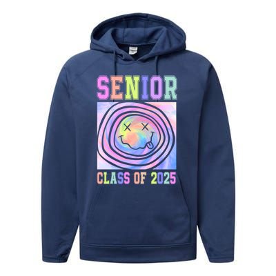 Senior 2025 Tie Dye Graduation Class Of 2025 Graduate Gift Performance Fleece Hoodie