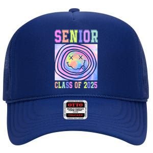 Senior 2025 Tie Dye Graduation Class Of 2025 Graduate Gift High Crown Mesh Back Trucker Hat