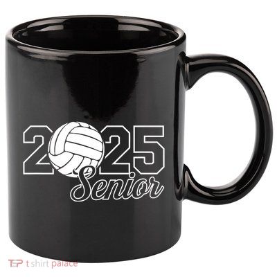 Senior 2025 Volleyball Mom High School Graduation Outfit Pro 11oz C Handle Ceramic Mug