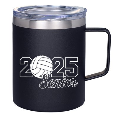 Senior 2025 Volleyball Mom High School Graduation Outfit Pro 12oz Stainless Steel Coffee Mug