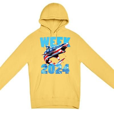 Shark 2024 Week Passion For Shark Usa America Flag Premium Pullover Hoodie