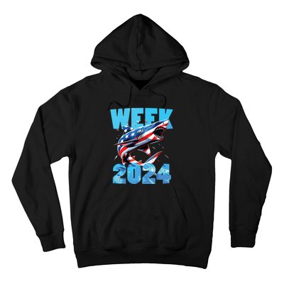 Shark 2024 Week Passion For Shark Usa America Flag Hoodie