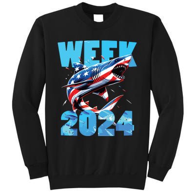 Shark 2024 Week Passion For Shark Usa America Flag Sweatshirt