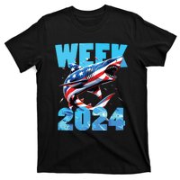 Shark 2024 Week Passion For Shark Usa America Flag T-Shirt