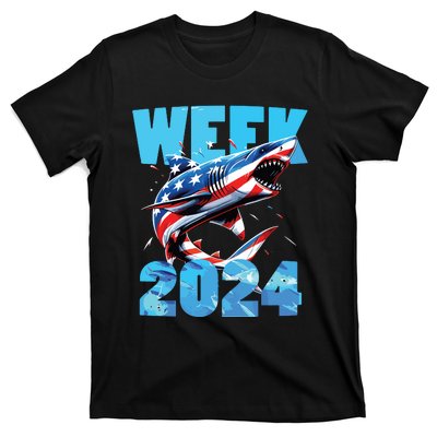 Shark 2024 Week Passion For Shark Usa America Flag T-Shirt