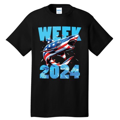 Shark 2024 Week Passion For Shark Usa America Flag Tall T-Shirt