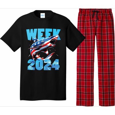 Shark 2024 Week Passion For Shark Usa America Flag Pajama Set