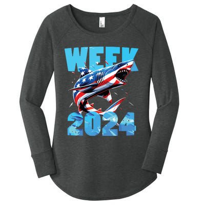 Shark 2024 Week Passion For Shark Usa America Flag Women's Perfect Tri Tunic Long Sleeve Shirt