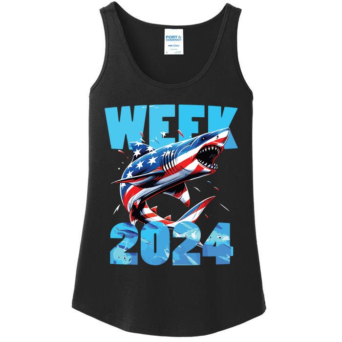 Shark 2024 Week Passion For Shark Usa America Flag Ladies Essential Tank