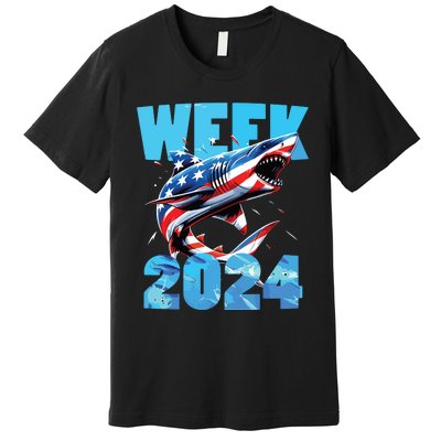 Shark 2024 Week Passion For Shark Usa America Flag Premium T-Shirt