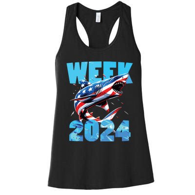 Shark 2024 Week Passion For Shark Usa America Flag Women's Racerback Tank