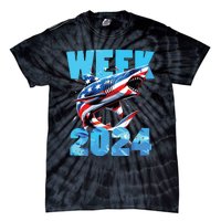 Shark 2024 Week Passion For Shark Usa America Flag Tie-Dye T-Shirt