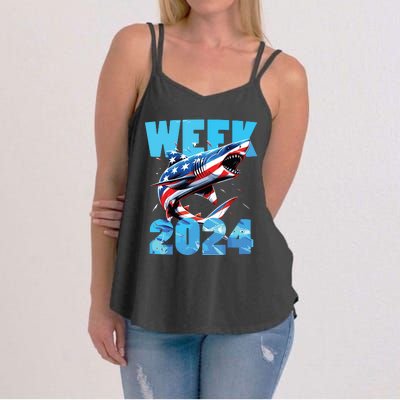 Shark 2024 Week Passion For Shark Usa America Flag Women's Strappy Tank