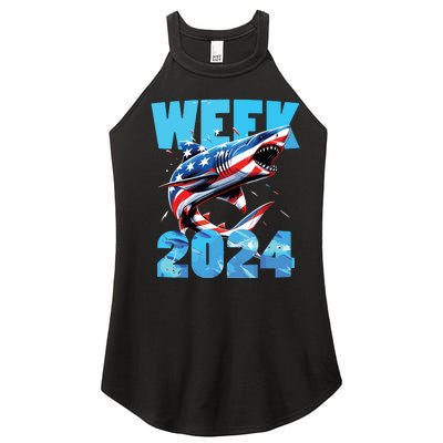 Shark 2024 Week Passion For Shark Usa America Flag Women's Perfect Tri Rocker Tank