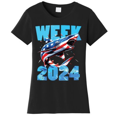 Shark 2024 Week Passion For Shark Usa America Flag Women's T-Shirt