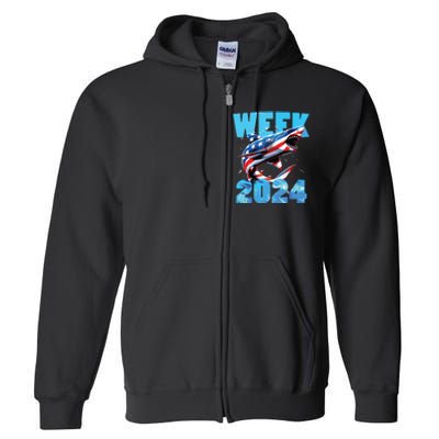 Shark 2024 Week Passion For Shark Usa America Flag Full Zip Hoodie