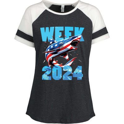 Shark 2024 Week Passion For Shark Usa America Flag Enza Ladies Jersey Colorblock Tee