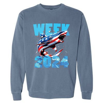 Shark 2024 Week Passion For Shark Usa America Flag Garment-Dyed Sweatshirt