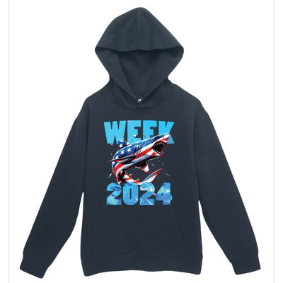 Shark 2024 Week Passion For Shark Usa America Flag Urban Pullover Hoodie