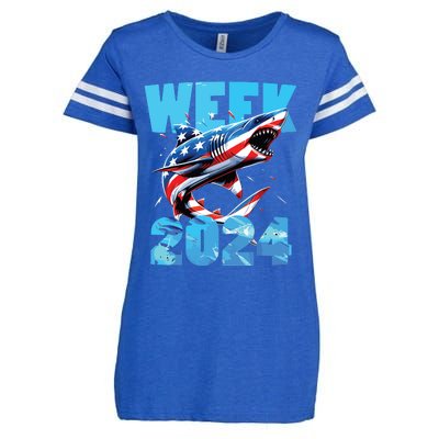 Shark 2024 Week Passion For Shark Usa America Flag Enza Ladies Jersey Football T-Shirt