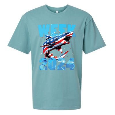 Shark 2024 Week Passion For Shark Usa America Flag Sueded Cloud Jersey T-Shirt