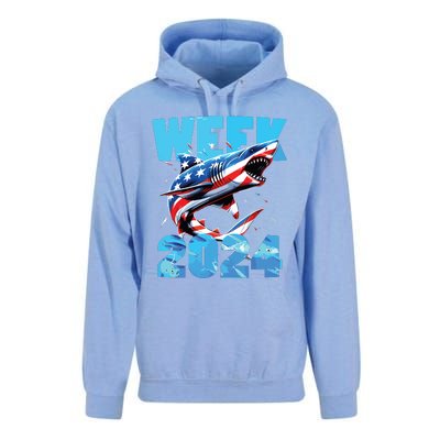 Shark 2024 Week Passion For Shark Usa America Flag Unisex Surf Hoodie