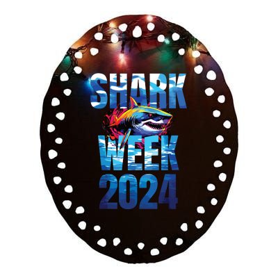 Shark 2024 Week Passion For Shark Lover Ocean Wildlife Ceramic Oval Ornament