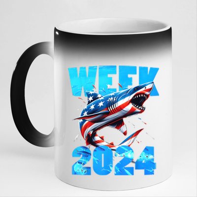 Shark 2024 Week Passion For Shark Usa America Flag 11oz Black Color Changing Mug