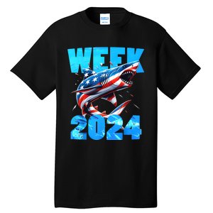 Shark 2024 Week Passion For Shark Usa America Flag Tall T-Shirt