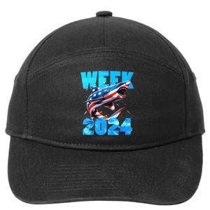 Shark 2024 Week Passion For Shark Usa America Flag 7-Panel Snapback Hat