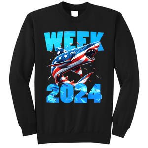 Shark 2024 Week Passion For Shark Usa America Flag Tall Sweatshirt