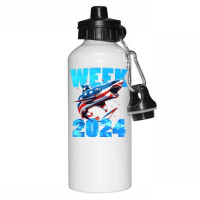 Shark 2024 Week Passion For Shark Usa America Flag Aluminum Water Bottle