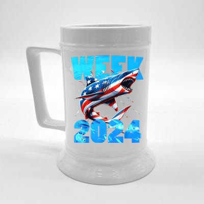 Shark 2024 Week Passion For Shark Usa America Flag Beer Stein